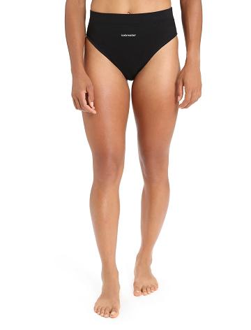 Black Women's Icebreaker Merino Queens High Cut Brief One Piece & Sets | USA 1732MQZA